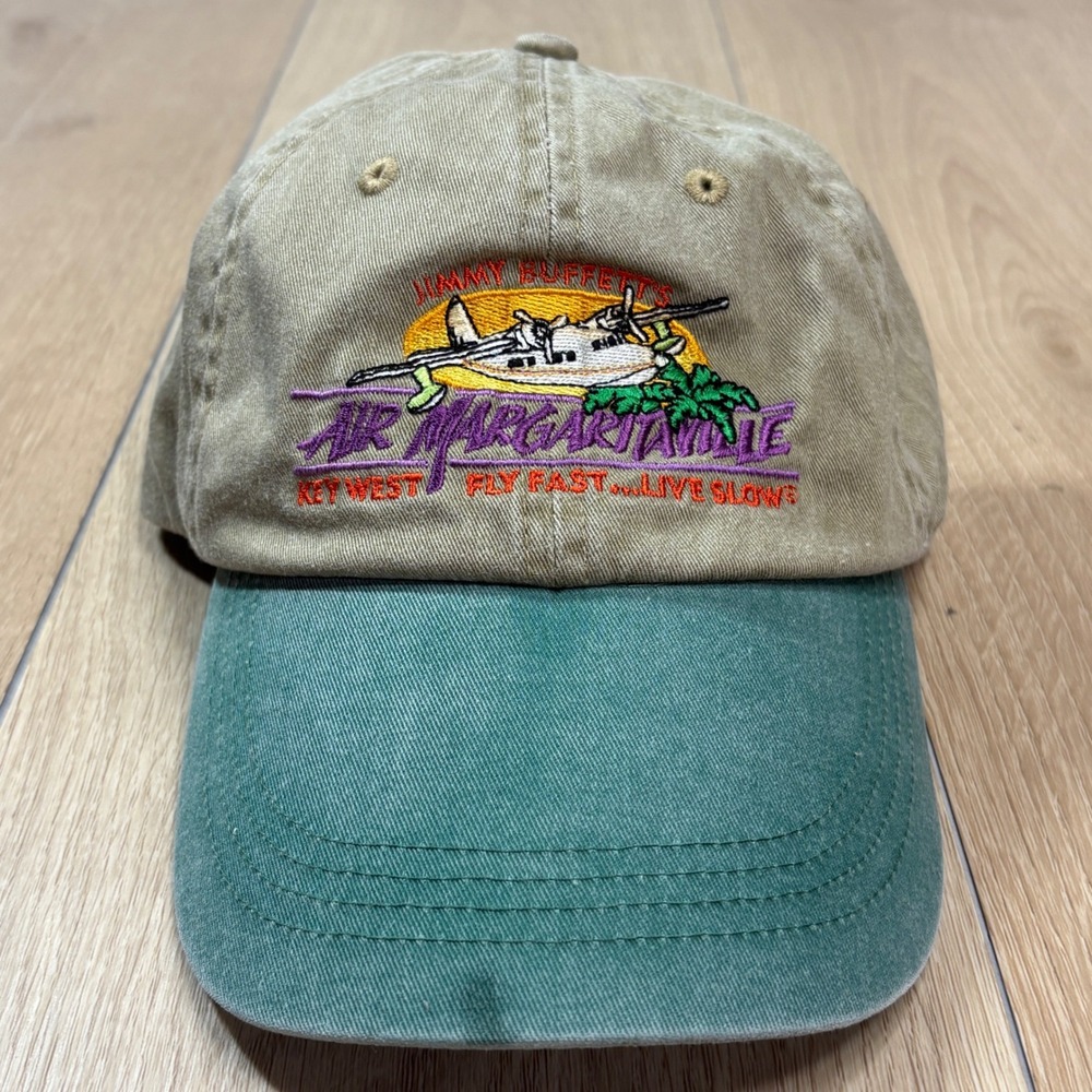 Vintage 90s Jimmy Buffett Air Margaritaville Key West Hat Anvil Tan Seaplane Cap